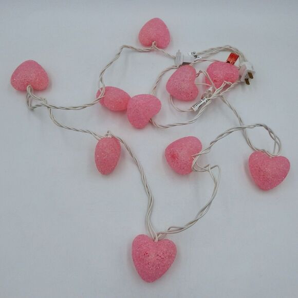 Melted Popcorn Pink Hearts String 10 Light Set Replacement Bulbs - Picture 2 of 5